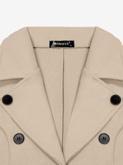 Notched Lapel Buttoned Decor Open Front Coat
