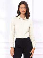 Long Sleeve Leotard Shirt Business Work Button Down Bodysuit