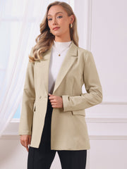 Long Sleeve Collared Business Casual Belted Work Blazer