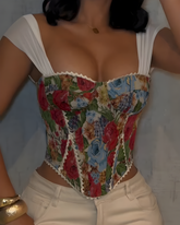Off-The-Shoulder Tie Back Slim Fit Corset Top