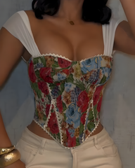 Off-The-Shoulder Tie Back Slim Fit Corset Top