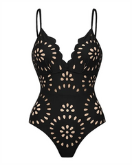 Flower Hollow One Piece Swimsuit and Skirt