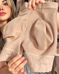 High-Waist Butt Lifter Shaping Shorts with Lace Trim