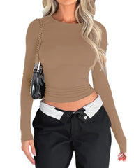 Solid Color Slim Fit Pullover Bottoming Shirt
