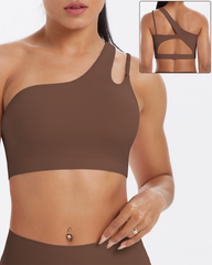 Asymmetrical One-Shoulder Backless Sports Bra