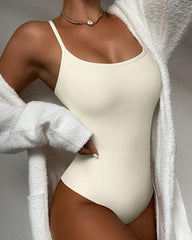 Sexy Ribbed Sleeveless Straps Bodysuit