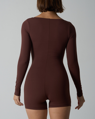 Lace Long-Sleeve Fitted Stretchy Square-Neck Bodysuit
