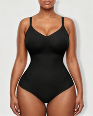 Deep V-Neck Adjustable Strap Back-Opening Bodysuit Shaper