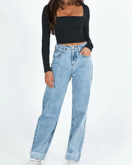 Long Sleeve Square Neck T-Shirt Top