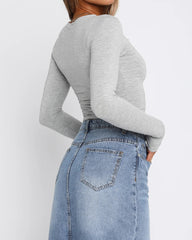 Solid Color Slim Fit Pullover Bottoming Shirt