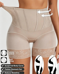 Lace Trim Seamless High Waist Butt Lifter Shorts