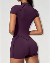 Stand-Up Collar Zipper Tummy Control Butt Lifting Yoga Bodysuit Romper