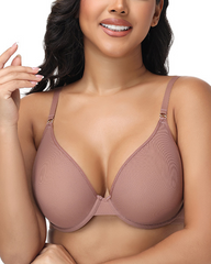 Unlined Low Cut Sheer Mesh Underwire Bra