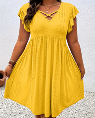 Hollow Out V Neck Bohemian Maxi Dress Casual Holiday Sundress