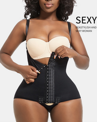 Detachable Shoulder Straps Buckle-Up Open Crotch Tummy Control Shaping Bodysuit