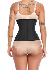 Latex Zipper Waist Trainer Corset for Weight Loss Hi-Waist Double Tummy Control Sport Workout Body Shaper