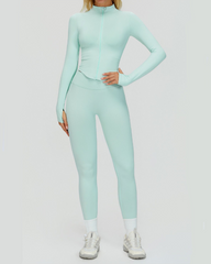 Seamless Slim Fit Quick Dry Tank Top High Waist Leggings Zip-Up Jacket 3Piece Set