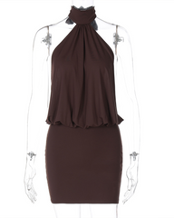 Sleeveless Halter Tie Backless Bodycon Mini Dress