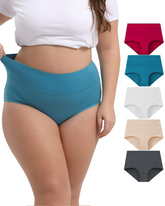 Plus-Size Pure Cotton High-Waisted Tummy Control And Hip-Hugging Underwear