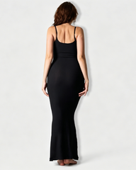 Slim Fit High Stretch Ribbed Modal Spaghetti Strap Bodycon Maxi Dress
