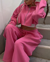 Fleece Fashion Long-Sleeved Sports Casual Sweatshirt Set
