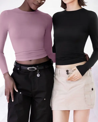 Basic Soft Comfort Crew Neck Slim Fit Long Sleeve Top