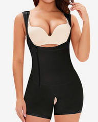 Side Zipper And Button Onesie Body Shaping Garment For Tummy Control And Hip Lifting