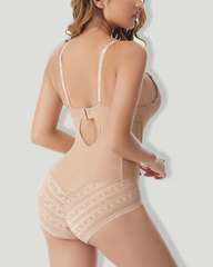Push-Up Bra Bodysuit Shaper with Steel Bones & Lace Butt Lifter