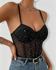 Underwire Transparent Shiny Tight Corset Bodysuit