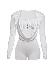 Deep V-Neck Low-Cut Solid Color Slim-Fitting Jumpsuit