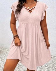 Hollow Out V Neck Bohemian Maxi Dress Casual Holiday Sundress