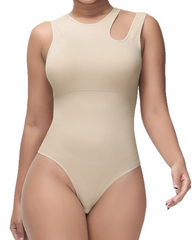 Seamless Knit Bodysuit With Tummy Control Hip Lift And Padded Bra