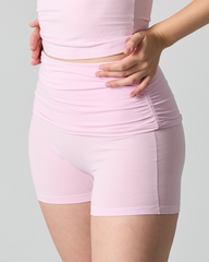 High Waist Ruched Fold-Over Yoga Biker Shorts