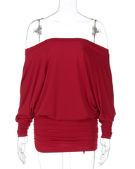 Off-Shoulder Ruched Bodycon Mini Dress