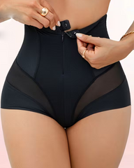 Zipper High-Waist Mesh Tummy Control Butt Lifter Shapewear Shorts