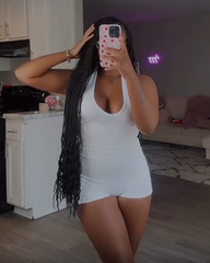 Sleeveless Halter Neck Deep V Backless High-Waisted Bodysuit