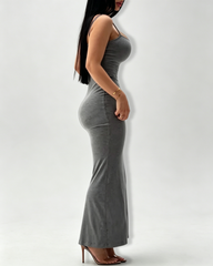 Slim Fit High Stretch Ribbed Modal Spaghetti Strap Bodycon Maxi Dress