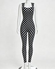 Slim Fit Polka Dot Open Back Sleeveless Bodycon Jumpsuit