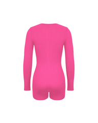 Tight-Fitting Hollowed-Out Round Neck Long-Sleeved Bodysuit