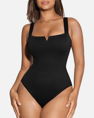 Square Neck Soft Stretch Bodysuit For Tummy Control And Shaping