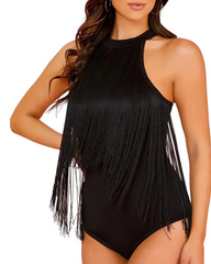 Halter Neck Fringe Bodysuit