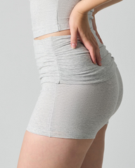 High Waist Ruched Fold-Over Yoga Biker Shorts