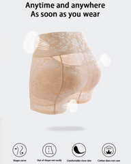 High Waist Lace Padded Butt Lifter Shaping Shorts