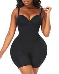 Open-Back Underbust Bra Tummy Control Butt Lifting Body Shaper with Hip Pads