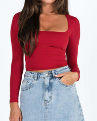 Long Sleeve Square Neck T-Shirt Top