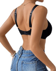 High-elasticity Black Cutout Cross Back Tank Bra