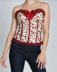 Retro Milk Silk Rose Butterfly Waist Corset