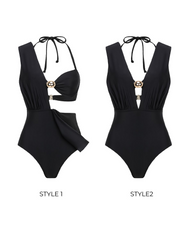 Convertible 2-in-1 One-Piece Swimsuit with Beach Sarong Cover-Up Set