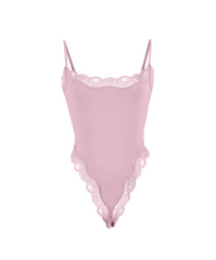 Bodysuit With Lace Trim Skin-Friendly Breathable Tight-Fitting Suspender Shapewear