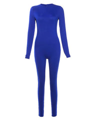Women's Yoga Jumpsuits Ribbed Long Sleeve Crew Neck Tops Sport Jumpsuits